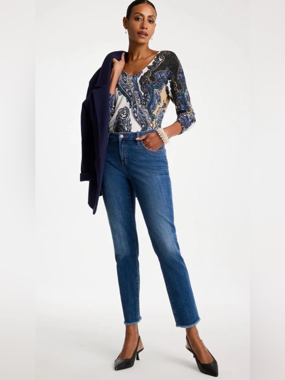 NYDJ Dark Rinse Marilyn Straight Ankle Crop Stretch Jeans
